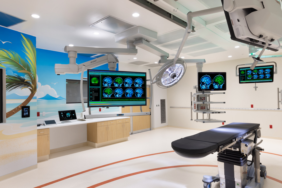 Interior design view of Joe DiMaggio Children's Hospital operating room in Hollywood, FL
